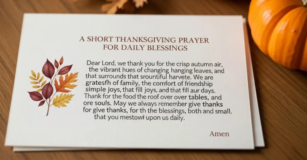 A Short Thanks giving Prayer for Daily Blessings